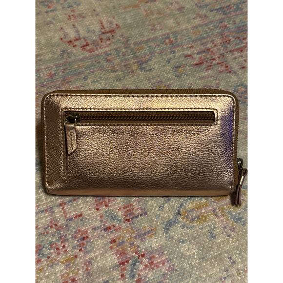 FOSSIL Soft Metallic Rose Gold Leather Zip Long Wallet Cardholder - Picture 4 of 11